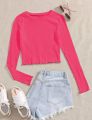 Ladies lattus plain Long Sleeve Crop Top. 