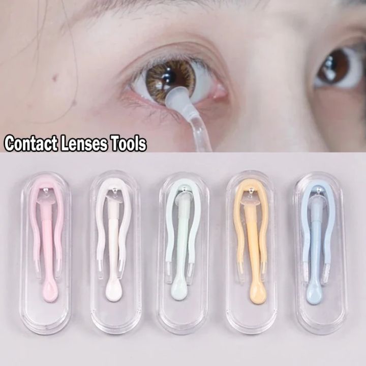 1 Set Portable Contact Lens Inserter Wearing Tool Special Contact Lenses Tweezers Suction Stick Kit Women Eyes Care Accessories Vnce Lncei