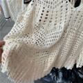 Women's Crocheted Hollow-out Knitted Vest Jacket Summer New Korean Style Retro Loose Sleeveless Sling Blouse. 