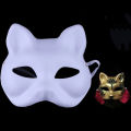 1Pcs Japanese Mask Half Face Hand-painted Cat Fox Mask Anime Demon Slayer Masquerade Halloween Festival Cosplay Prop.. 
