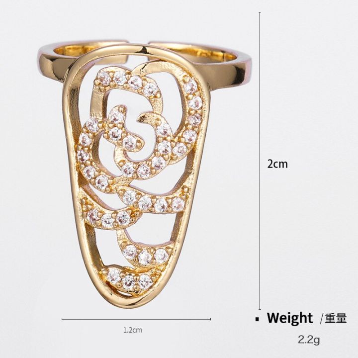 Rhinestone%20Fingernail%20Protective%20Zircon%20Nail%20Ring%20Charm%20Flower%20Butterfly%20Resizable%20Nail%20Ring%20Adjustable%20Opening%20Rings%20For%20Women%20-%20Image%204