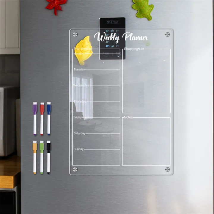 Qiunery%20Acrylic%20Calendar%20For%20Fridge%20Magnetic%20Weekly%20Planning%20Board%20Clear%20Memo%20Note%20Board%20With%206%20Markers%20For%20Office%20Home%20School%20-%20Image%202