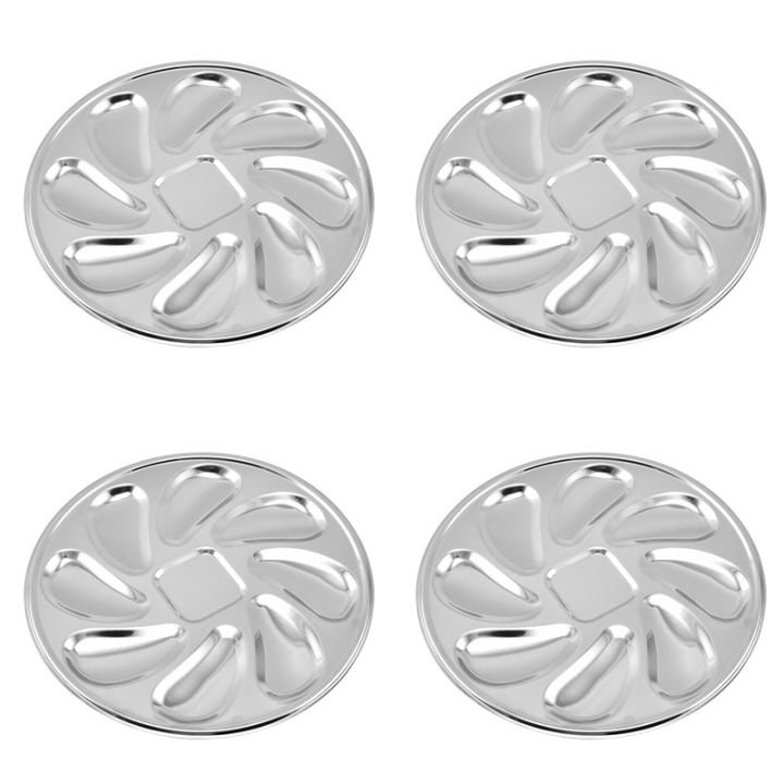 8PCS Oyster Plate Stainless Steel Oyster Plates Shell Shaped Oyster Container with 8 Slots for Oyster Sauce