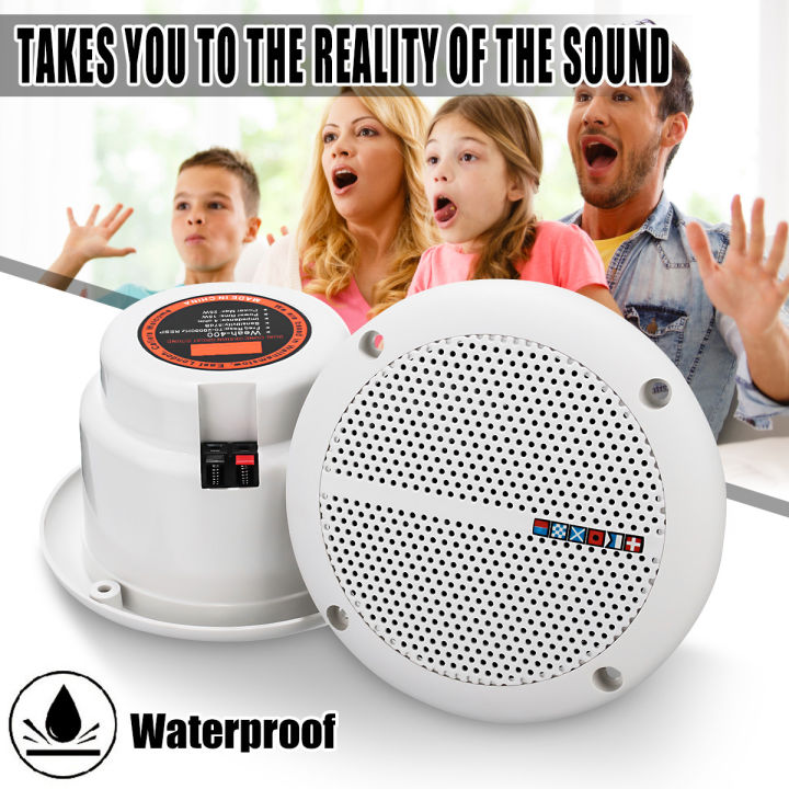 1 Pair IP65 Waterproof Ceiling Speakers New Full Range Water Resist ...