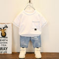 fashion child boys t shirt clothing suits 0-5 years old baby Denim Shorts children's clothing summer.