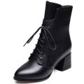 New 2024 Women's Thick Heel Warm Summer Single Boots Fashion Autumn Versatile Mid-Calf Boots British Style High Heel Martin Boots. 