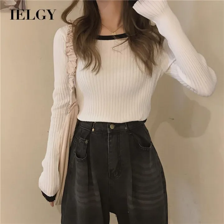 IELGY%20Black%20Knitted%20Women's%20clothes%20Casual%20All-match%20Base%20Long-sleeved%20Sweater%20Top%20Jacket%20-%20Image%202