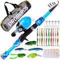 PROBEROS Offshore Angling Gear Suit Retractable Fishing Rod Fishing Reel Fishing Tools Kit - blue. 