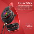 Devil Ear Bluetooth Headphones With Microphone Stereo Music RGB Flashing For Cell Phones Pc Gamer Gaming Headset Kids Boys Gift.