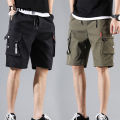 1pc Summer Men Cargo Pants Japanese Style Trendy Casual Daily Shorts Loose Men High Waist Elastic Thin Half Length Cargo Shorts.