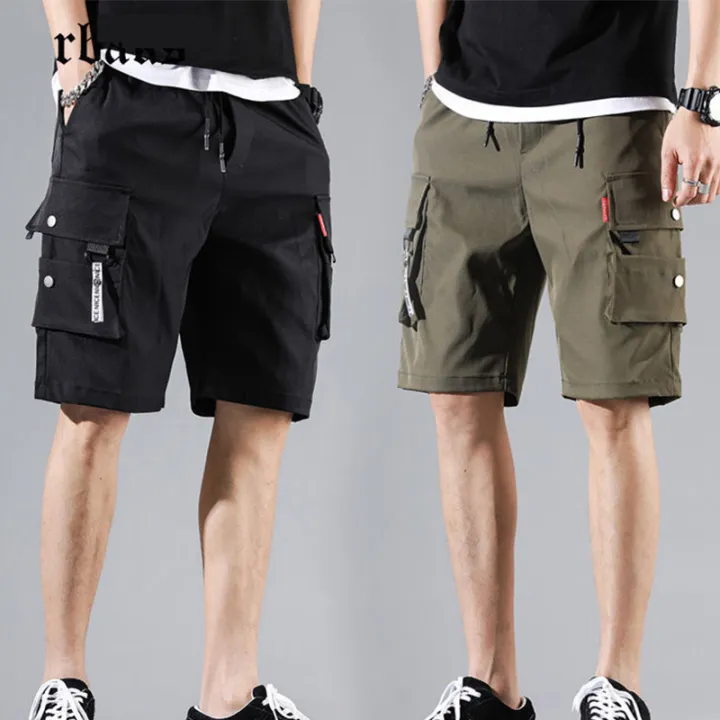 1pc%20Summer%20Men%20Cargo%20Pants%20Japanese%20Style%20Trendy%20Casual%20Daily%20Shorts%20Loose%20Men%20High%20Waist%20Elastic%20Thin%20Half%20Length%20Cargo%20Shorts%20-%20Image%203