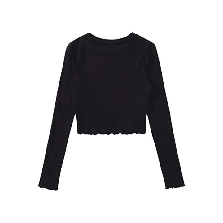 Long Sleeve Crop Top For Women - Blouse