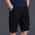 Black Mans Comfortable Cotton Cargo Shorts Half Pants. 