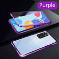 Biruiqu For Redmi Note 11 11s Magnetic Absorption Case Metal Frame Shockproof Double Sided Tempered Glass Magnetic Case Cover.
