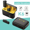 K6 New Wireless Lavalier Microphone Portable Audio Video Recording Mini Mic Live Broadcast Gaming Phone Mic for iPhone Android.