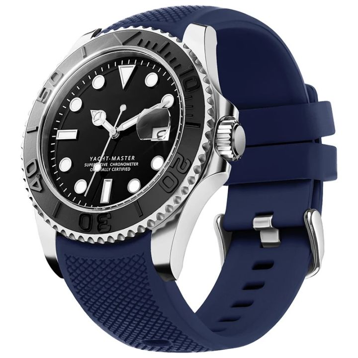 Silicone Watch Strap 20mm 22mm Rubber Watch Band Curved End