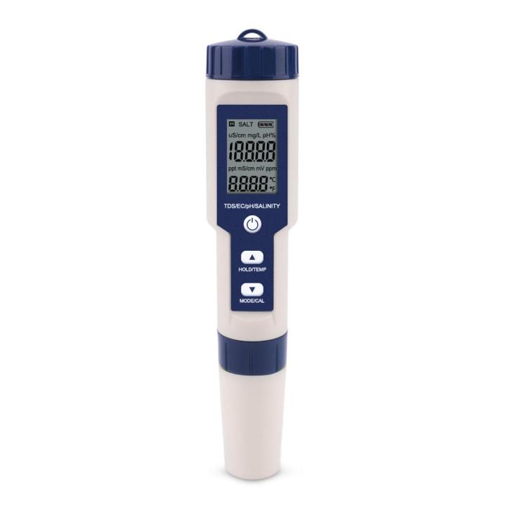 yieryi Salinity Meter 5 in 1 Salinity/TDS/EC/PH/Temp Tester with ATC Saltwater Tester for Seawater Aquariums Marine Monitoring and Koi Fish Pond