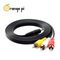 Orange Pi  AV Cable 70CM/2FT 3.5MM Jack to 3 RCA Male Plug Adapter Audio Converter Video. 