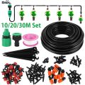 30M-10M DIY Drip Irrigation System Automatic Watering Garden 4/7 Hose Micro Drip Watering Kits with Adjustable Drippers. 