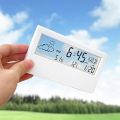 LCD Desktop Alarm Clock Transparent Calendar Weather and Digital Temperature and Humidity Display Home Appliance Smart Life.