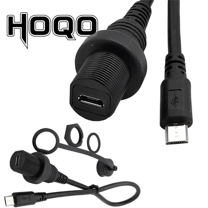 IP67 Micro USB Waterproof Cable,Micro-USB 2.0 5pin IP 67 Male to Female Panel Mount WaterProof Connector Extension Cord 0.3m 1m