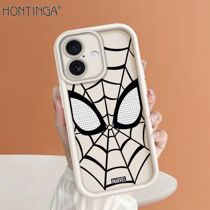 Hontinga for iPhone 16 Pro Max 16 Plus Back Cover Spider-Man Pattern Ladder Soft Camera Protection Rubber Phone Case