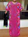Elegant Party Maxi Long Dress 2024 VONDA Women Summer Dress 3/4 Sleeve Vintage Printed Sundress Casual Kaftan Vestido House Foocus.