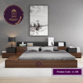 Andormahal (MDF) stylish khat/bed 7feet(Bedding 6feet) by 7feet by 1feet, king size with two bedside tables 20inch by 16inch by 12inch.