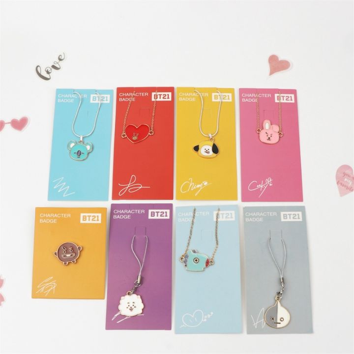 KPOP%20BTS%20BT21%20Cartoon%20Bracelet%20Necklace%20Keychain%20Brooch%20Metal%20Charm%20Phone%20Straps%20-%20Image%204
