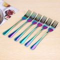 Stainless Steel Table Forks Set, 6Pcs Rainbow Color Stainless Steel Tableware Cutlery Dinnerware Set Dishwasher Safe, Fork(20cm/7.87 inch).