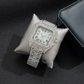 Factory direct quartz watches, fashion luxury large square diamond starry men's watches, steel band watches. 