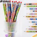 12pcs/lot HB Wooden Pencil Lapices With Eraser For Student Children Drawing Writing Lapiz For School Stationery Writing Supplies.