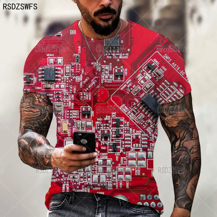 2021%20summer%20new%20fashion%20trend%20electronic%20chip%20pattern%20MEN'S%203D%20printed%20T-shirt%20Street%20personality%20wild%20loose%20oversize%20xxs-5xl%20-%20Image%203