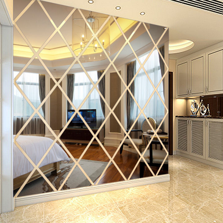 3D Mirror Stickers Acrylic Triangles Self-adhesive Diamonds DIY Wall Mirror Stickers for Living Room Home Decor 10/17/32/58Pcs