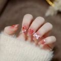 24pcs Jelly Red Finished Press On Nails Art Seamless Removable Full Cover False Nails Set Women Girls Nail Art Decoration. 