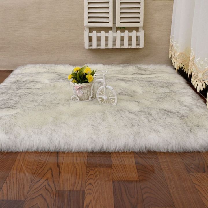 DECORATIVE HOUSE Long Hair Plush Carpet Square Fluffy Sofa Cushion Rugs Decorative Carpets Imitation Wool Pad Bedroom