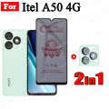 Itel A50 4G Tempered Glass for Itel A 50 A5 0 A05S A60 A60S A70 RS4 S24 S23 P55+ P40 2 in 1 Camera Lens Glass Full Cover Screen Protector. 