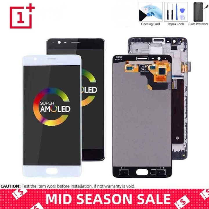 Display Complete unit for OnePlus 3 Three A3000 A3003 5.5 OnePlus 3T A3010 + Frame Repai white