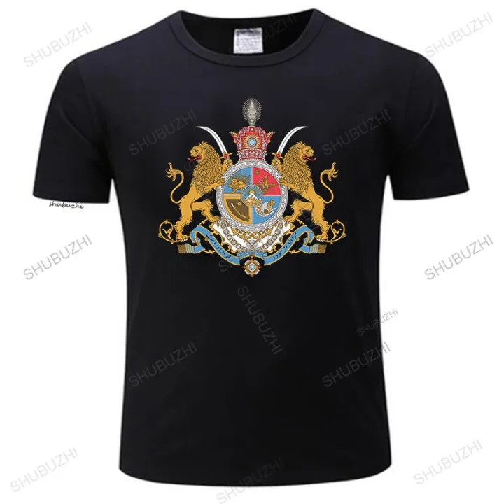 men%20O-neck%20summer%20short%20sleeve%20Arms%20of%20Iranian%20Shahs%20T%20shirt%20iran%201979%20arms%20of%20arms%20persia%20lion%20shah%20crown%20fashion%20tee-shirt%20-%20Image%203