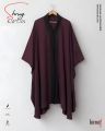 Zarnaf Premium Shrug Kaftan – Lightweight Open-Front Abaya with Contrast Panel.