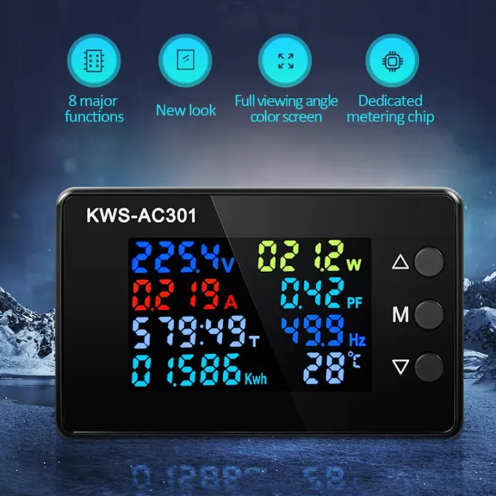 KWS-AC301%20Wattmeter%20Power%20Meter%20Voltmeter%20AC%2050-300V%20Voltage%208%20In%201%20Multifunction%20AC%20Electricity%20Meter%200-20/100A%20Detector%20-%20Image%202