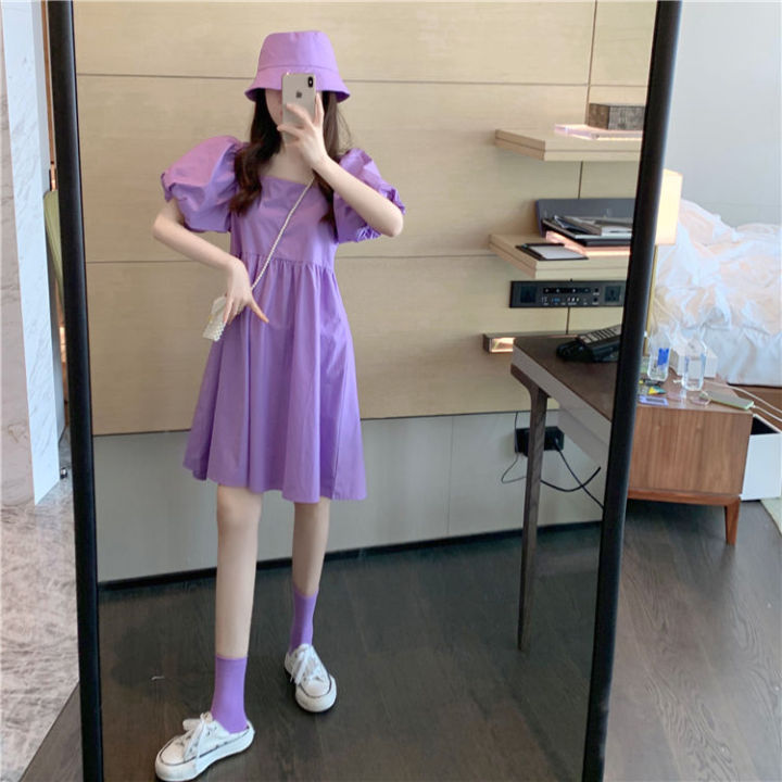 2023%20New%20Female%20Student%20Korean%20Style%20Loose%20Internet%20Hot%20Purple%20Hepburn%20Style%20Puff%20Sleeve%20Dress%20-%20Image%209