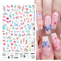 Easter Bunny Nail Stickers Cute Cartoon Rabbit Animal Heart Flower Lucky Words 3D Slider Valentine Manicure Accessories.