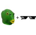 Tiktok Green Head Fish Head Mask Cute Funny Sand Carving Fish Head Strange Green Fish Man Net Red Full Face Artifact. 