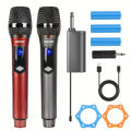 Wireless Handheld Microphone,Metal Dual UHF Cordless Dynamic Mic System With 1800MAh Rechargeable Receiver For Karaoke,Party, Wedding. 