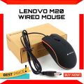 LENOVO-M20 Wired Usb Gaming Mouse - Desktop Optical Mouse Usb Wired Compatible With Windows Pc Desktop Computer & Laptop Black. 