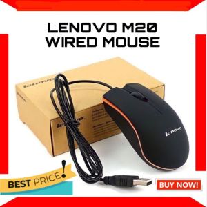 Bilashmart LENOVO-M20 Wired Usb Mini Mouse - Desktop Optical Mouse Usb Wired Compatible With Windows Pc Desktop Computer & Laptop Black