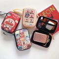 Rectangular big bag cute headphone storage bag cartoon large coin purse charger data cable storage box with rope.