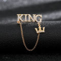 King Word Stoned Brooch For Men Fashion Suit Accessories.