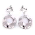 【beauty code store】Geometric Round Clip No Ear Hole Metal Water Ripple Rounds Earrings Piercing Women Jewelry CE117.